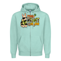 Seafoam The hunt is on Easter Day Zipper Hoodie - HowdyJamesFarm