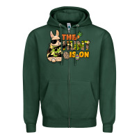 Sports Green The hunt is on Easter Day Zipper Hoodie - HowdyJamesFarm