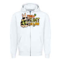 White The hunt is on Easter Day Zipper Hoodie - HowdyJamesFarm