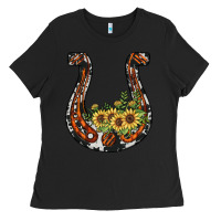 Black horseshoe sunflower Ladies Tee - JahusDesignShop