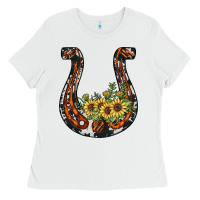 White horseshoe sunflower Ladies Tee - JahusDesignShop