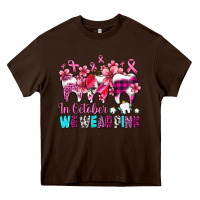 Chocolate Brown in october we wear pink cancer ribbon with teeth Heavy Core Tee - AdoDesignShop