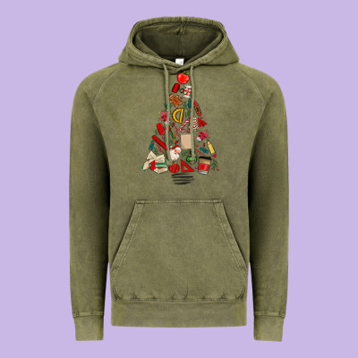 Teacher Christmas Tree Vintage Hoodie Designed By Maliassmallbusiness