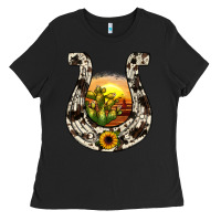Black horseshoe sunset Ladies Tee - JahusDesignShop