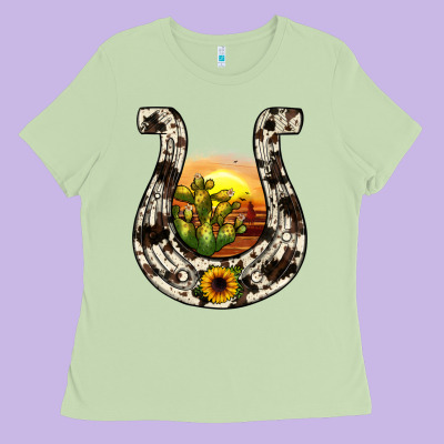 Horseshoe Sunset Ladies Tee Designed By Jahusdesignshop