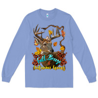 Colony Blue Fall Breeze And Autumn Leaves Deer Long Sleeve Tee - LillyAllenDesigns