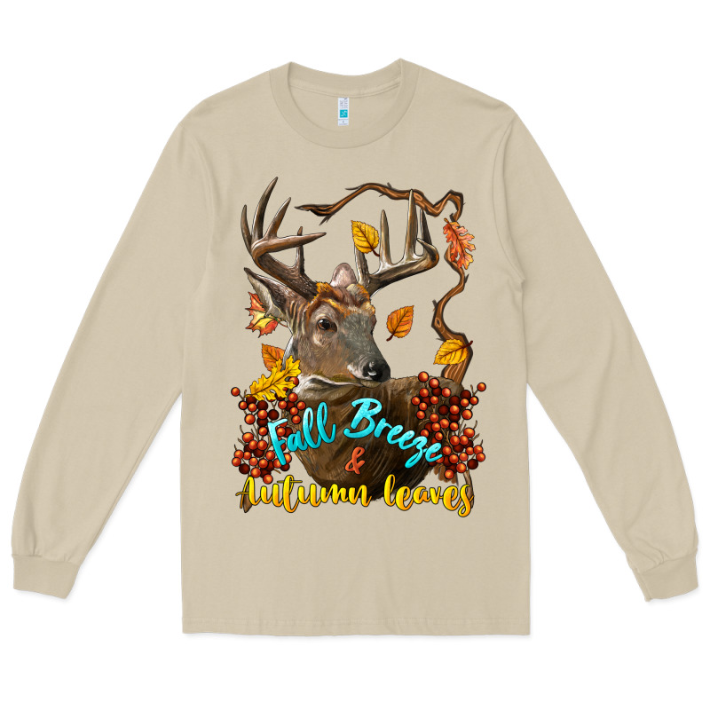 Fall Breeze And Autumn Leaves Deer Long Sleeve Tee by LillyAllenDesigns | Teevron