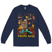 Navy Fall Breeze And Autumn Leaves Deer Long Sleeve Tee - LillyAllenDesigns