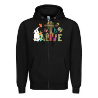 Black He is alive Easter Day Zipper Hoodie - HowdyJamesFarm