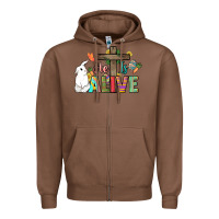 Chestnut He is alive Easter Day Zipper Hoodie - HowdyJamesFarm
