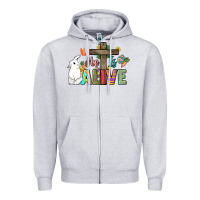Heather Grey He is alive Easter Day Zipper Hoodie - HowdyJamesFarm