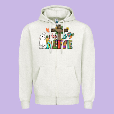 He Is Alive Easter Day Zipper Hoodie Designed By Howdyjamesfarm