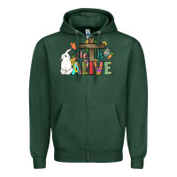 Sports Green He is alive Easter Day Zipper Hoodie - HowdyJamesFarm