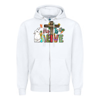 White He is alive Easter Day Zipper Hoodie - HowdyJamesFarm