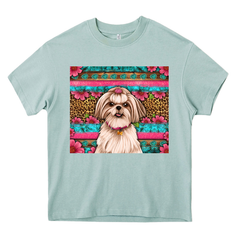 Shih Tzu Floral Tumbler Heavy Core Tee by Artiststas | Teevron