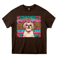 Chocolate Brown shih tzu floral tumbler Heavy Core Tee - Artiststas