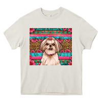 Cream shih tzu floral tumbler Heavy Core Tee - Artiststas