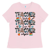 Bubblegum Pink teacher teach love inspire Ladies Tee - JahusDesignShop