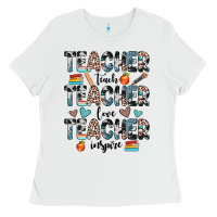 Teacher Teach Love Inspire Ladies Tee | Teevron