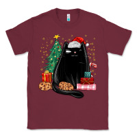Burgundy christmas black cat Classic Tee - MaliasSmallBusiness