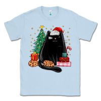 Dusty Blue christmas black cat Classic Tee - MaliasSmallBusiness