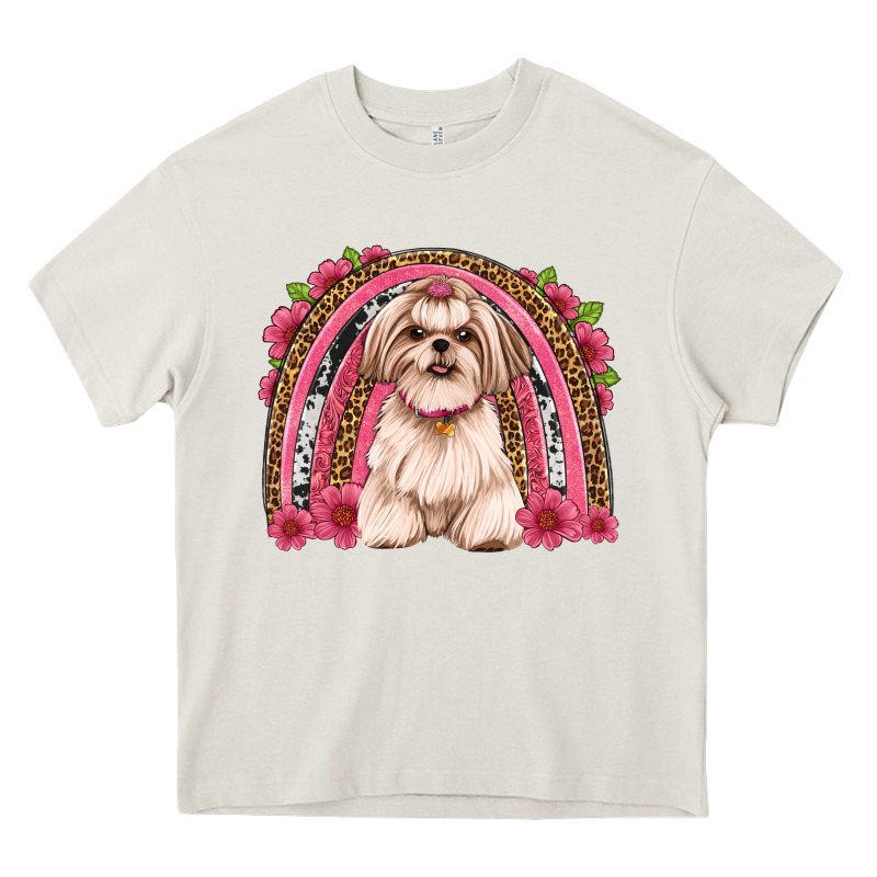 Shih Tzu Floral Rainbow Heavy Core Tee by Artiststas | Teevron