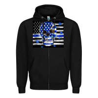 Black police flag patriotic skull Zipper Hoodie - TumblerDesignByShophia