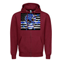 Burgundy police flag patriotic skull Zipper Hoodie - TumblerDesignByShophia