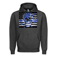 Charcoal Heather police flag patriotic skull Zipper Hoodie - TumblerDesignByShophia