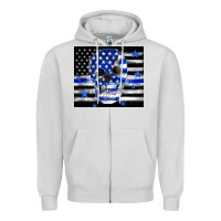 Dove Grey police flag patriotic skull Zipper Hoodie - TumblerDesignByShophia