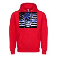 Red police flag patriotic skull Zipper Hoodie - TumblerDesignByShophia
