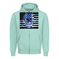 Seafoam police flag patriotic skull Zipper Hoodie - TumblerDesignByShophia