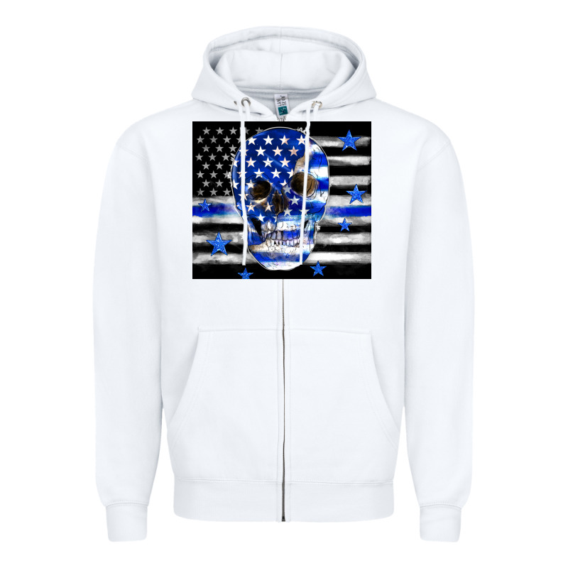 Police Flag Patriotic Skull Zipper Hoodie by TumblerDesignByShophia | Teevron