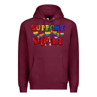 Burgundy Support squad pride Premium Hoodie - CowGirlArtShop