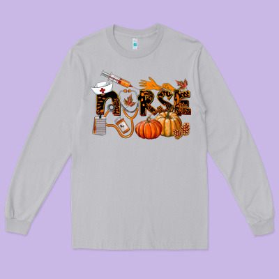 Fall Nurse Long Sleeve Tee Designed By Lillyallendesigns