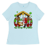Baby Blue with god all things are possible santa baby jesus Ladies Tee - Jasminsmagicworld