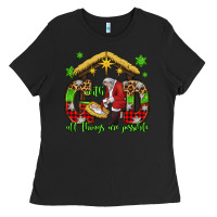 Black with god all things are possible santa baby jesus Ladies Tee - Jasminsmagicworld
