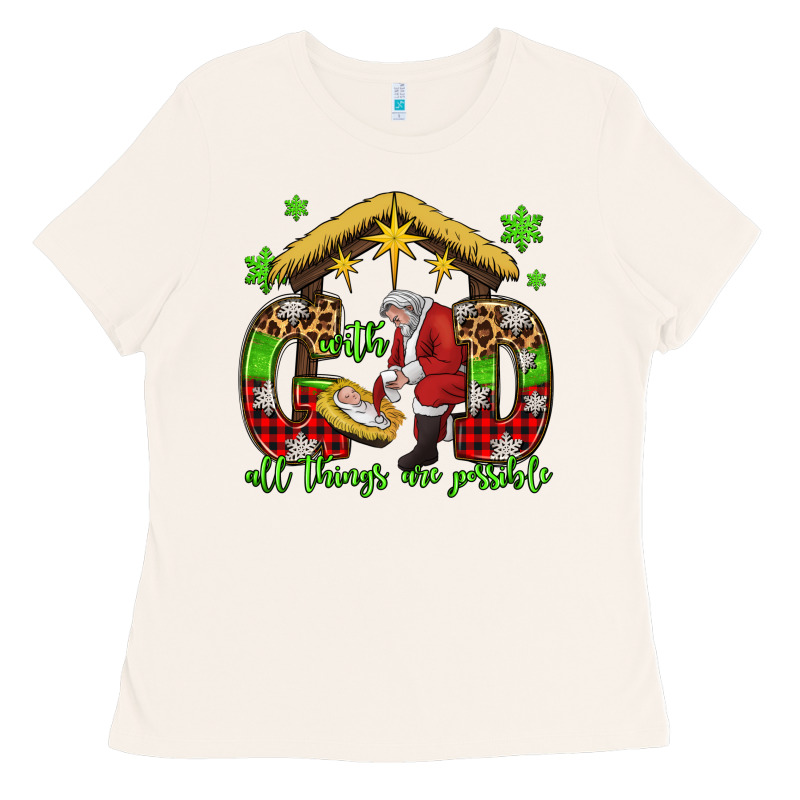 With God All Things Are Possible Santa Baby Jesus Ladies Tee by Jasminsmagicworld | Teevron