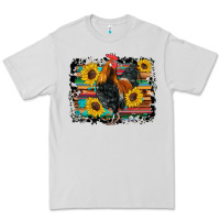 Dove Grey western rooster coop animals sunflowers cowhide serape wooden Premium Tee - Artiststas