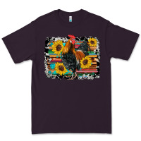 Plum western rooster coop animals sunflowers cowhide serape wooden Premium Tee - Artiststas