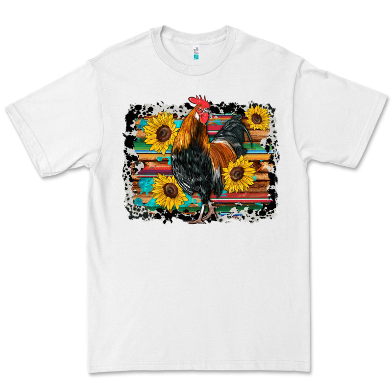 Western Rooster Coop Animals Sunflowers Cowhide Serape Wooden Premium Tee by Artiststas | Teevron