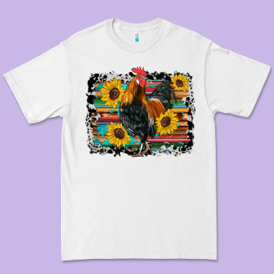 Western Rooster Coop Animals Sunflowers Cowhide Serape Wooden Premium Tee Designed By Artiststas