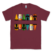 Burgundy custom crayons with pencil Classic Tee - NancyCooperArtShop