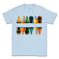 Dusty Blue custom crayons with pencil Classic Tee - NancyCooperArtShop