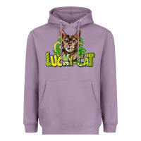 Lavender Lucky cat St. Patrick's Heavyweight Hoodie - HowdyJamesFarm