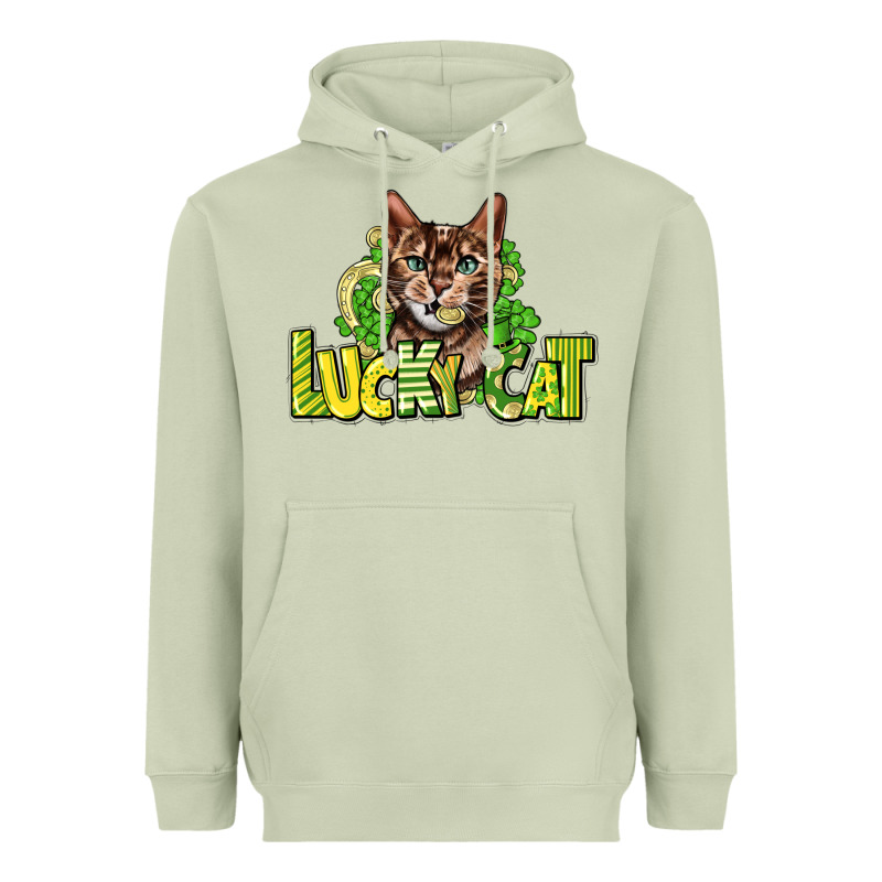 Lucky Cat St. Patrick's Heavyweight Hoodie by HowdyJamesFarm | Teevron