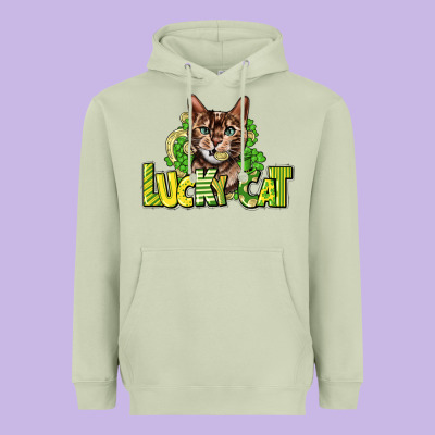 Lucky Cat St. Patrick's Heavyweight Hoodie Designed By Howdyjamesfarm