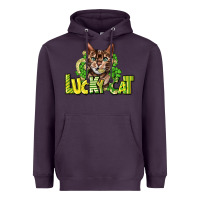 Plum Lucky cat St. Patrick's Heavyweight Hoodie - HowdyJamesFarm