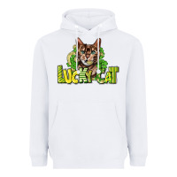 White Lucky cat St. Patrick's Heavyweight Hoodie - HowdyJamesFarm
