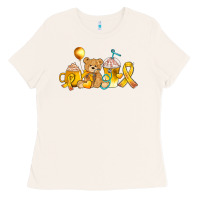 Bone childhood cancer ribbon and coffee cups Ladies Tee - AdoDesignShop